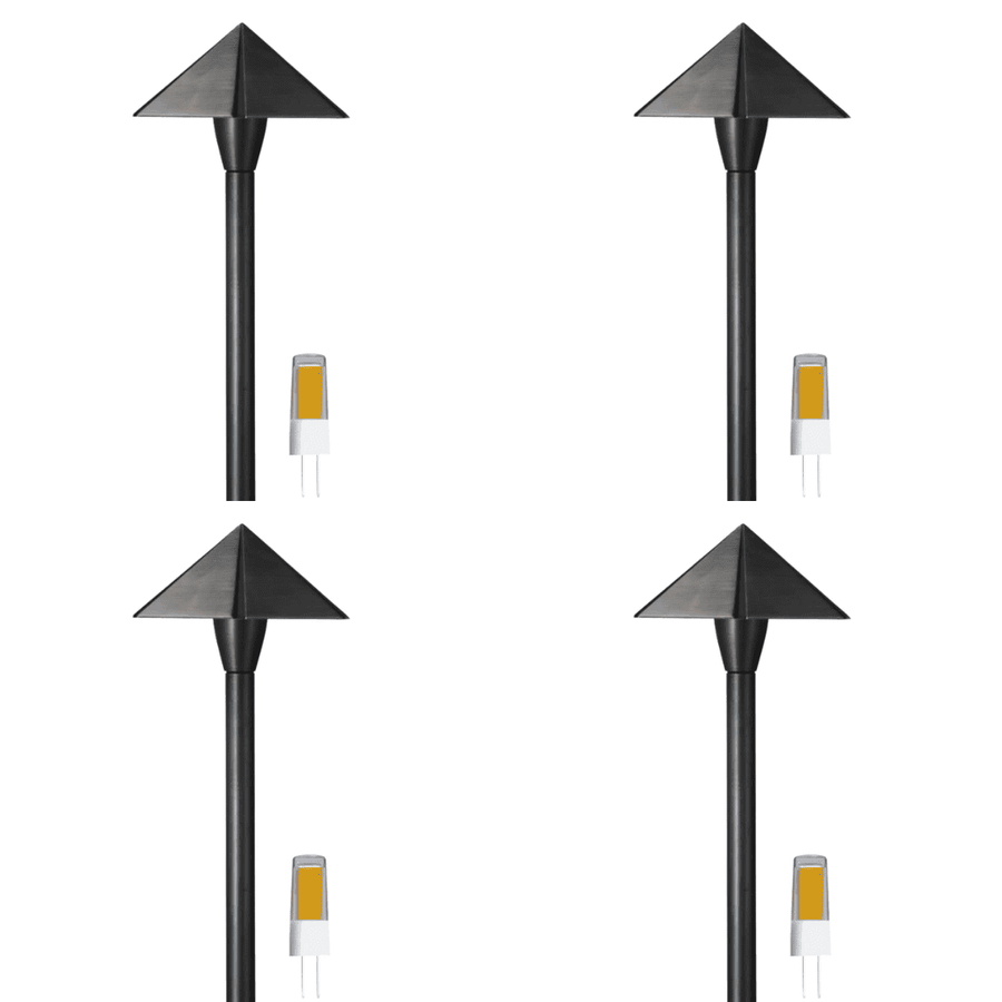 Outdoor Landscape Lighting LED 12V Low Voltage PLB19 4x/8x/12x Package Brass LED 12V Low Voltage Pathway Outdoor Lighting Landscape Fixture with G4 3W 3000K Bulb 4 Pack