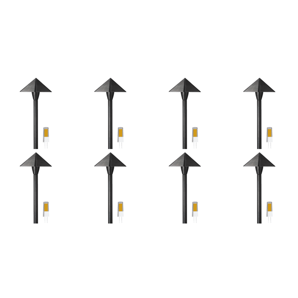 Outdoor Landscape Lighting LED 12V Low Voltage PLB19 4x/8x/12x Package Brass LED 12V Low Voltage Pathway Outdoor Lighting Landscape Fixture with G4 3W 3000K Bulb 8 Pack