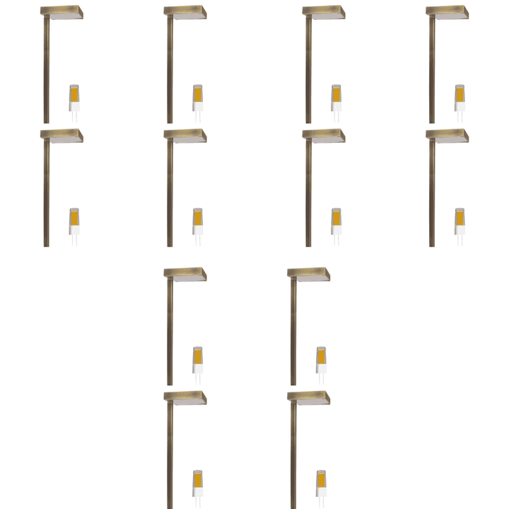 Outdoor Landscape Lighting LED 12V Low Voltage PLB20 4x/8x/12x Package Cast Brass Square Top LED 12V Low Voltage Pathway Outdoor Lighting Landscape Fixture with G4 3W 3000K Bulb Natural Brass 12 Pack