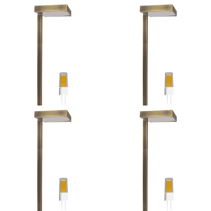 Outdoor Landscape Lighting LED 12V Low Voltage PLB20 4x/8x/12x Package Cast Brass Square Top LED 12V Low Voltage Pathway Outdoor Lighting Landscape Fixture with G4 3W 3000K Bulb Natural Brass 4 Pack