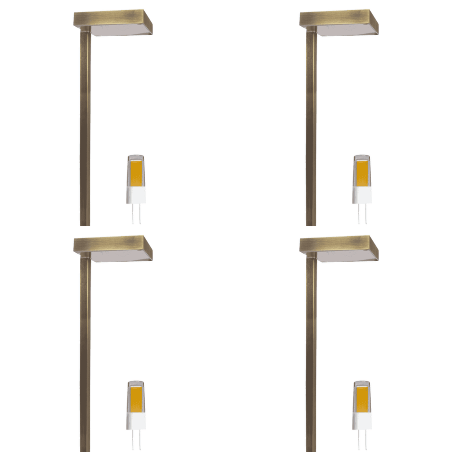 Outdoor Landscape Lighting LED 12V Low Voltage PLB20 4x/8x/12x Package Cast Brass Square Top LED 12V Low Voltage Pathway Outdoor Lighting Landscape Fixture with G4 3W 3000K Bulb Natural Brass 4 Pack