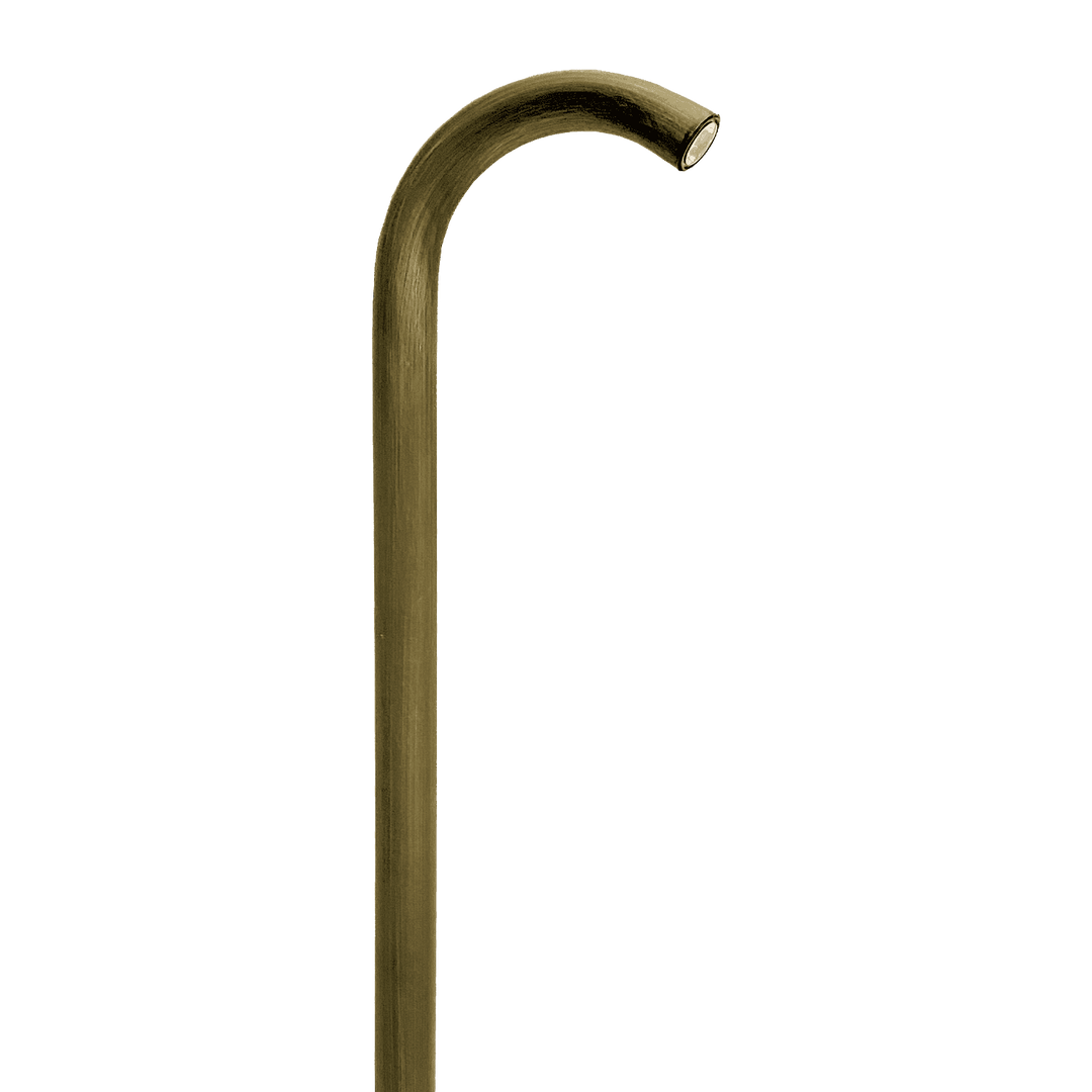 Outdoor Landscape Lighting LED 12V Low Voltage PLB21 Cast Brass 3W 3000K Warm White Integrated LED Cane Style Curved 12V Low Voltage Pathway Light Natural Brass