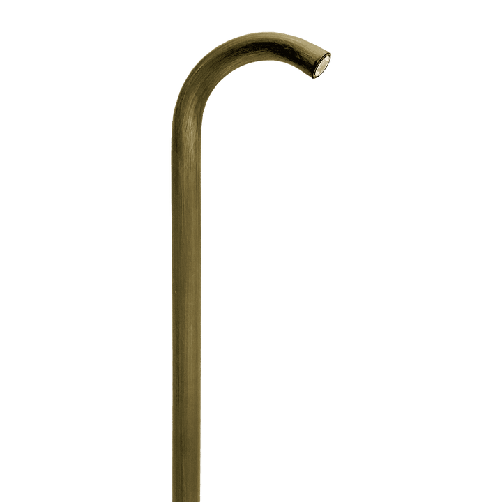 Outdoor Landscape Lighting LED 12V Low Voltage PLB21 Cast Brass 3W 3000K Warm White Integrated LED Cane Style Curved 12V Low Voltage Pathway Light Natural Brass