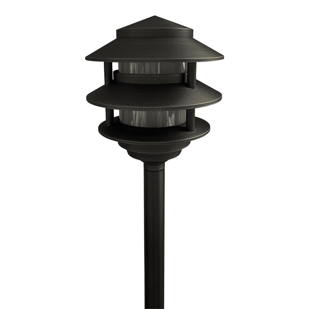 Outdoor Landscape Lighting LED 12V Low Voltage PLB22 Cast Brass Pagoda LED 12V Low Voltage Pathway Outdoor Lighting Landscape Fixture Lamp Ready G4 Socket Dark Brass
