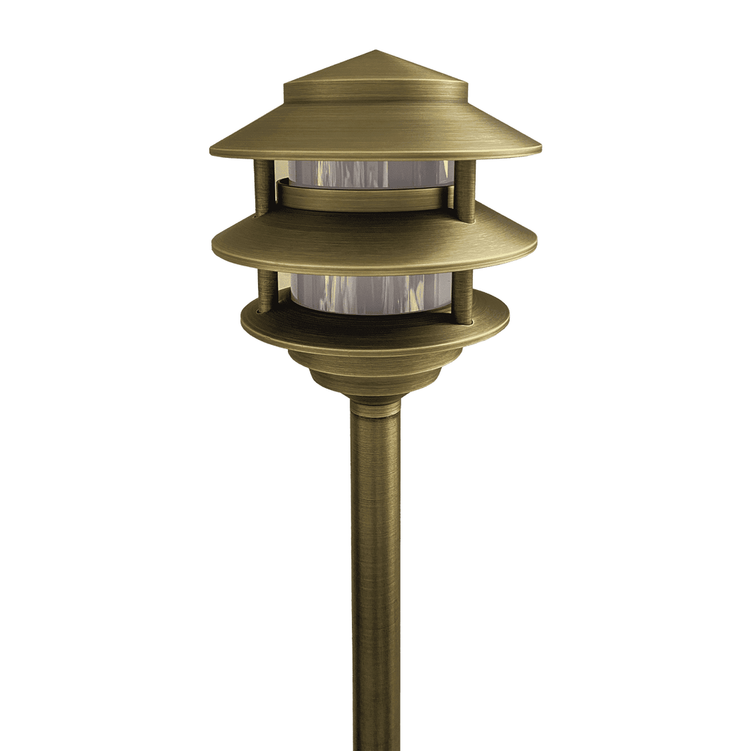 Outdoor Landscape Lighting LED 12V Low Voltage PLB22 4x/8x/12x Package Cast Brass Pagoda LED 12V Low Voltage Pathway Outdoor Lighting Landscape Fixture with G4 3W 3000K Bulb