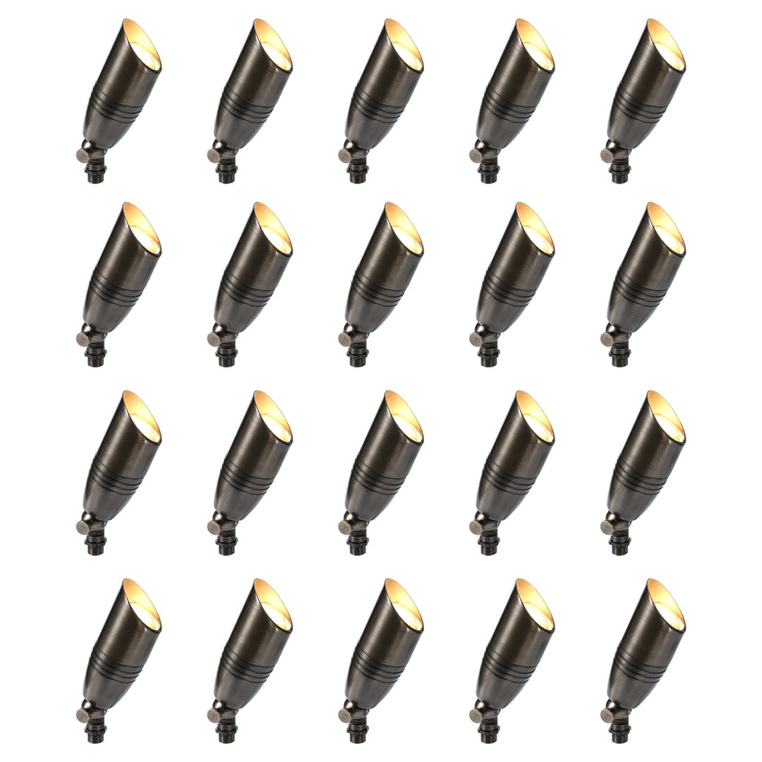Outdoor Landscape Lighting LED 12V Low Voltage RAL8102 x20 Package Brass Bullet Accent Light Low Voltage LED Outdoor Landscape Spotlight [FINAL SALE]