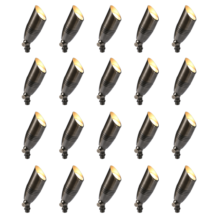 Outdoor Landscape Lighting LED 12V Low Voltage RAL8102 x20 Package Brass Bullet Accent Light Low Voltage LED Outdoor Landscape Spotlight [FINAL SALE]