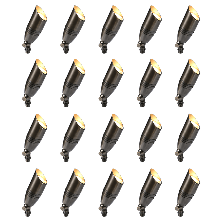 Outdoor Landscape Lighting LED 12V Low Voltage RAL8102 x20 Package Brass Bullet Accent Light Low Voltage LED Outdoor Landscape Spotlight [FINAL SALE]