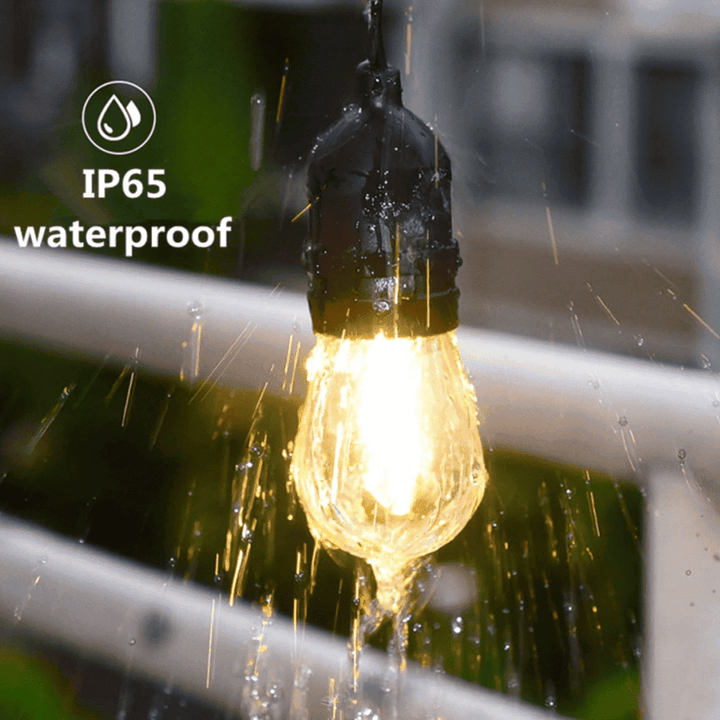 Outdoor Landscape Lighting LED 12V Low Voltage Brilliance SLB101 LED Line Voltage Bistro String Lights 48 FT Outdoor Weatherproof 120VAC 24 S14 2.5W, 2700K Edison Bulbs, 2-Way Mounting Holes