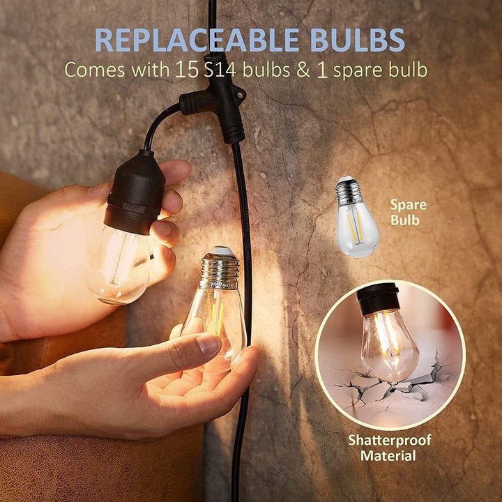 Outdoor Landscape Lighting LED 12V Low Voltage SL102 LED Dimmable Smart Bistro String Lights Outdoor Weatherproof 12V Edison Bulbs