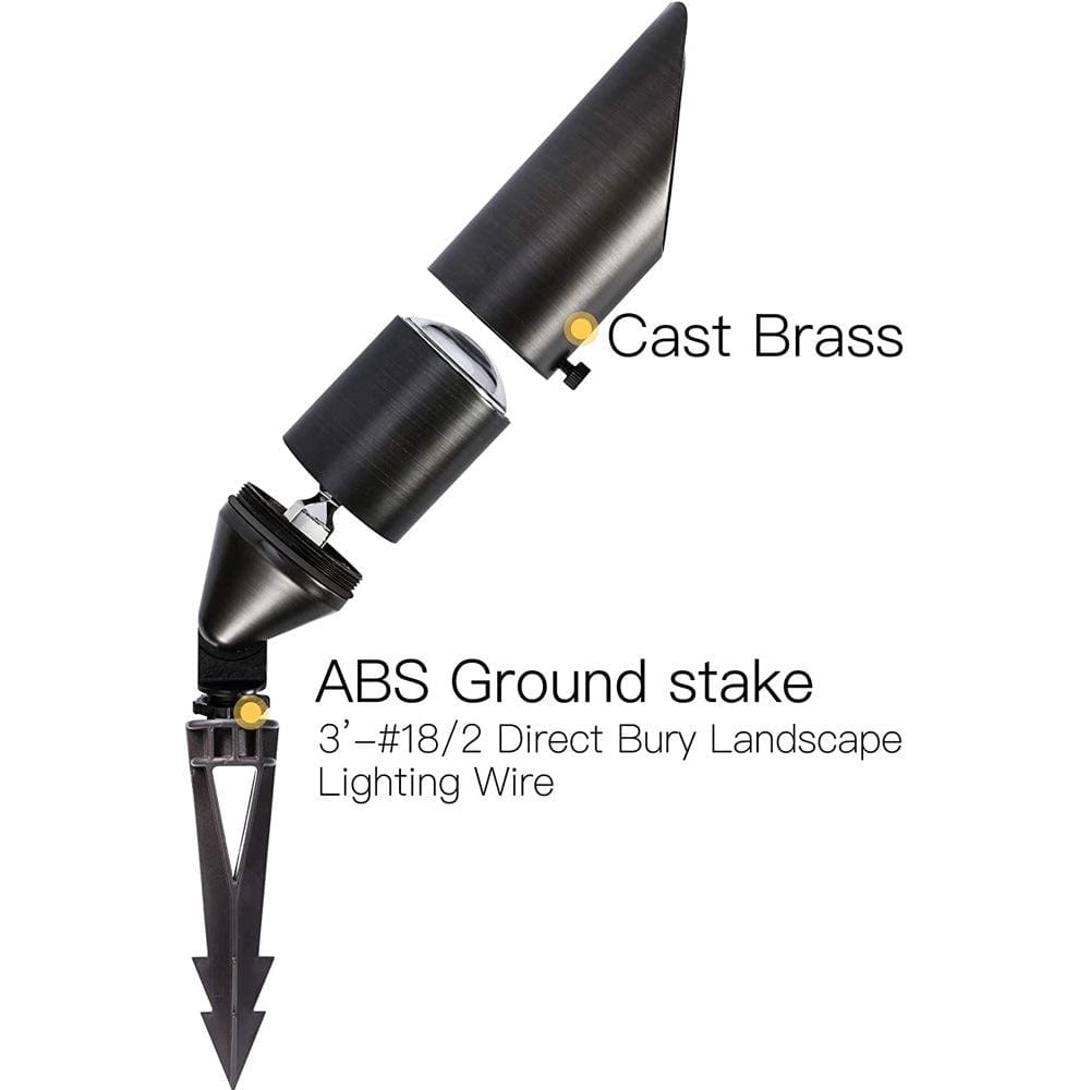 Outdoor Landscape Lighting LED 12V Low Voltage SPB04 4x/8x/12x Package Adjustable 12V Low Voltage LED Bullet Landscape Brass Spotlight Outdoor Lighting with MR16 5W 3000K Bulb