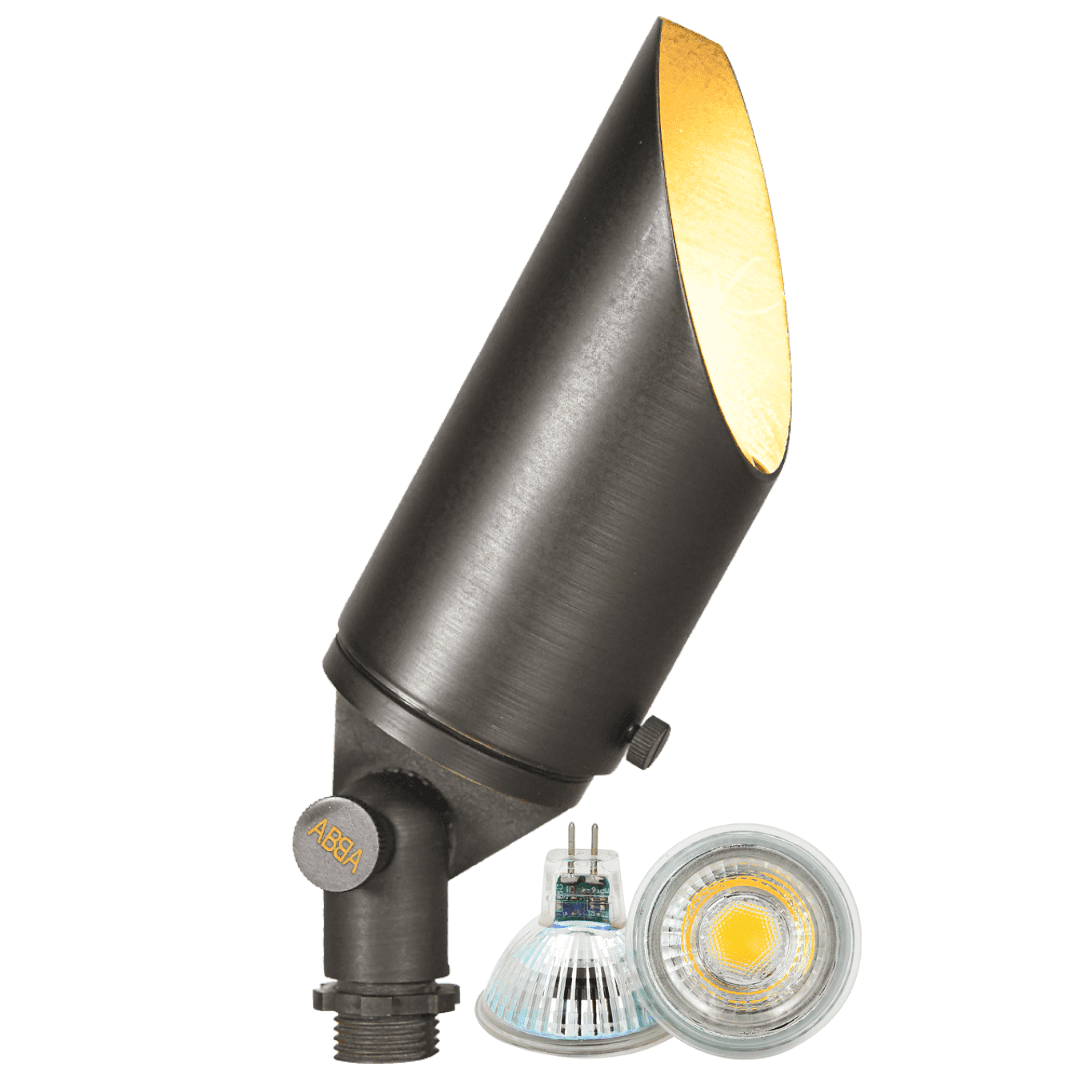 Outdoor Landscape Lighting LED 12V Low Voltage SPB04 4x/8x/12x Package Adjustable 12V Low Voltage LED Bullet Landscape Brass Spotlight Outdoor Lighting with MR16 5W 3000K Bulb