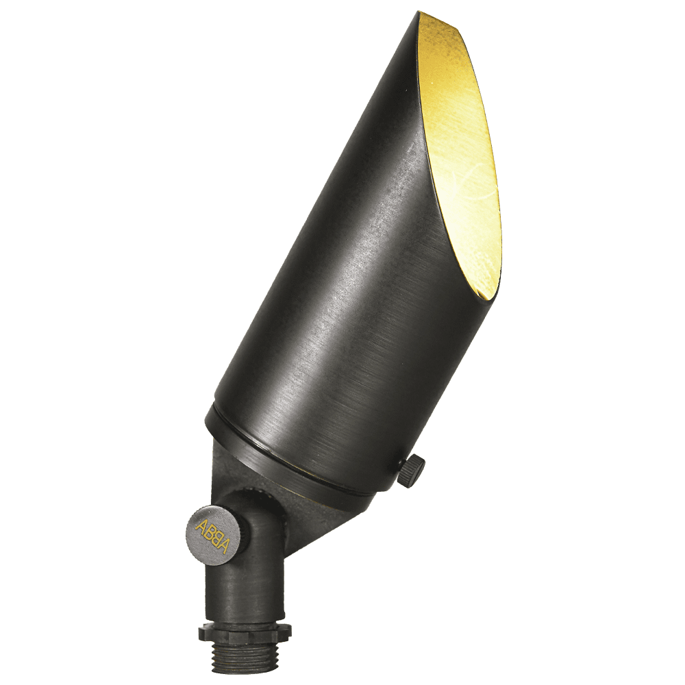 Outdoor Landscape Lighting LED 12V Low Voltage SPB12 Cast Brass Spotlight | 3W-12W 3000K Warm White Integrated LED 12V Low Voltage Landscape Light Dark Brass