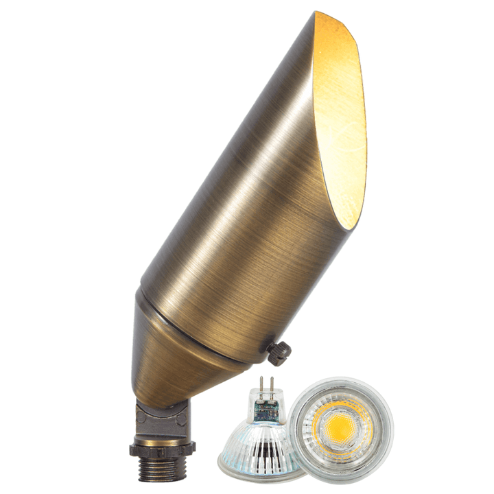Outdoor Landscape Lighting LED 12V Low Voltage SPB04 4x/8x/12x Package Adjustable 12V Low Voltage LED Bullet Landscape Brass Spotlight Outdoor Lighting with MR16 5W 3000K Bulb
