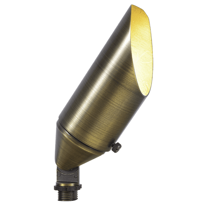 Outdoor Landscape Lighting LED 12V Low Voltage SPB12 Cast Brass Spotlight | 3W-12W 3000K Warm White Integrated LED 12V Low Voltage Landscape Light Natural Brass