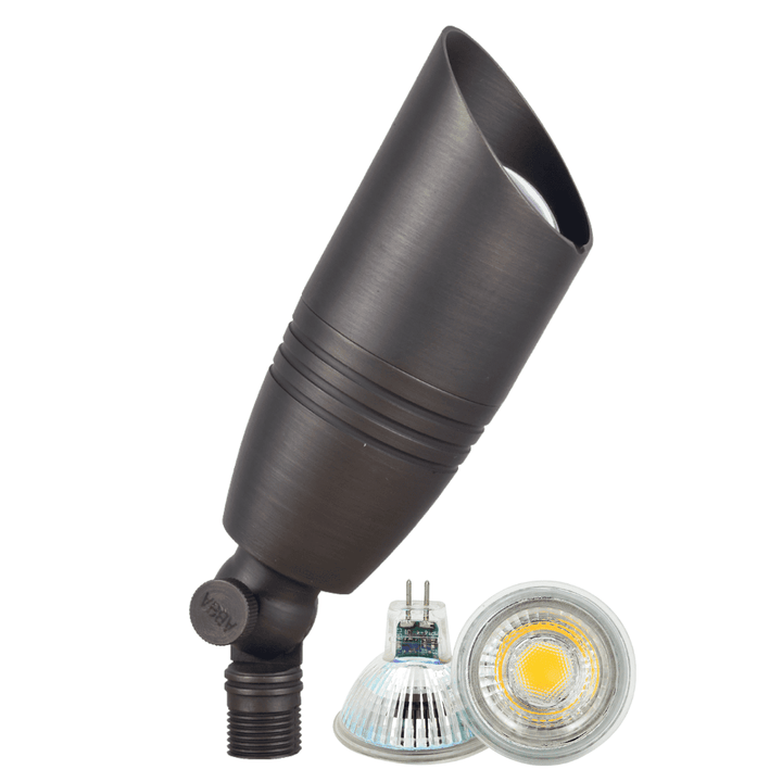Outdoor Landscape Lighting LED 12V Low Voltage SPB06 4x/8x/12x Package 12V Low Voltage LED Outdoor Landscape Brass Spotlight with MR16 5W 3000K Bulb