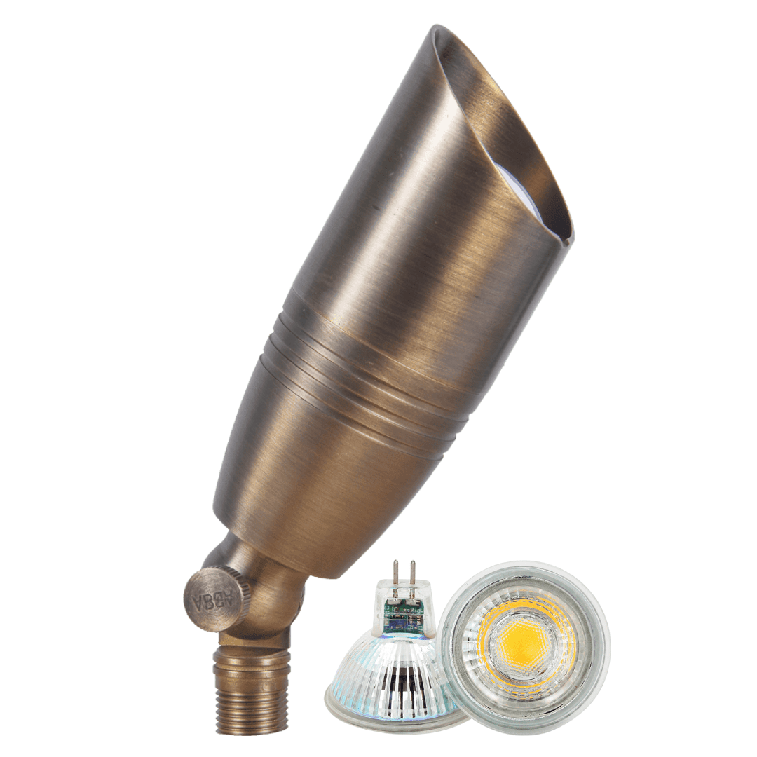 Outdoor Landscape Lighting LED 12V Low Voltage SPB06 4x/8x/12x Package 12V Low Voltage LED Outdoor Landscape Brass Spotlight with MR16 5W 3000K Bulb