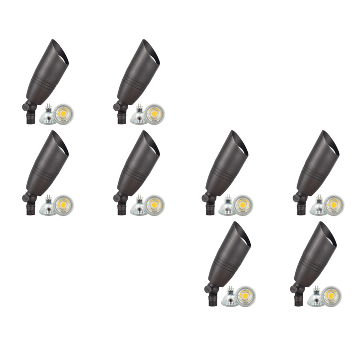 Outdoor Landscape Lighting LED 12V Low Voltage SPB06 4x/8x/12x Package 12V Low Voltage LED Outdoor Landscape Brass Spotlight with MR16 5W 3000K Bulb Dark Brass 8 Pack