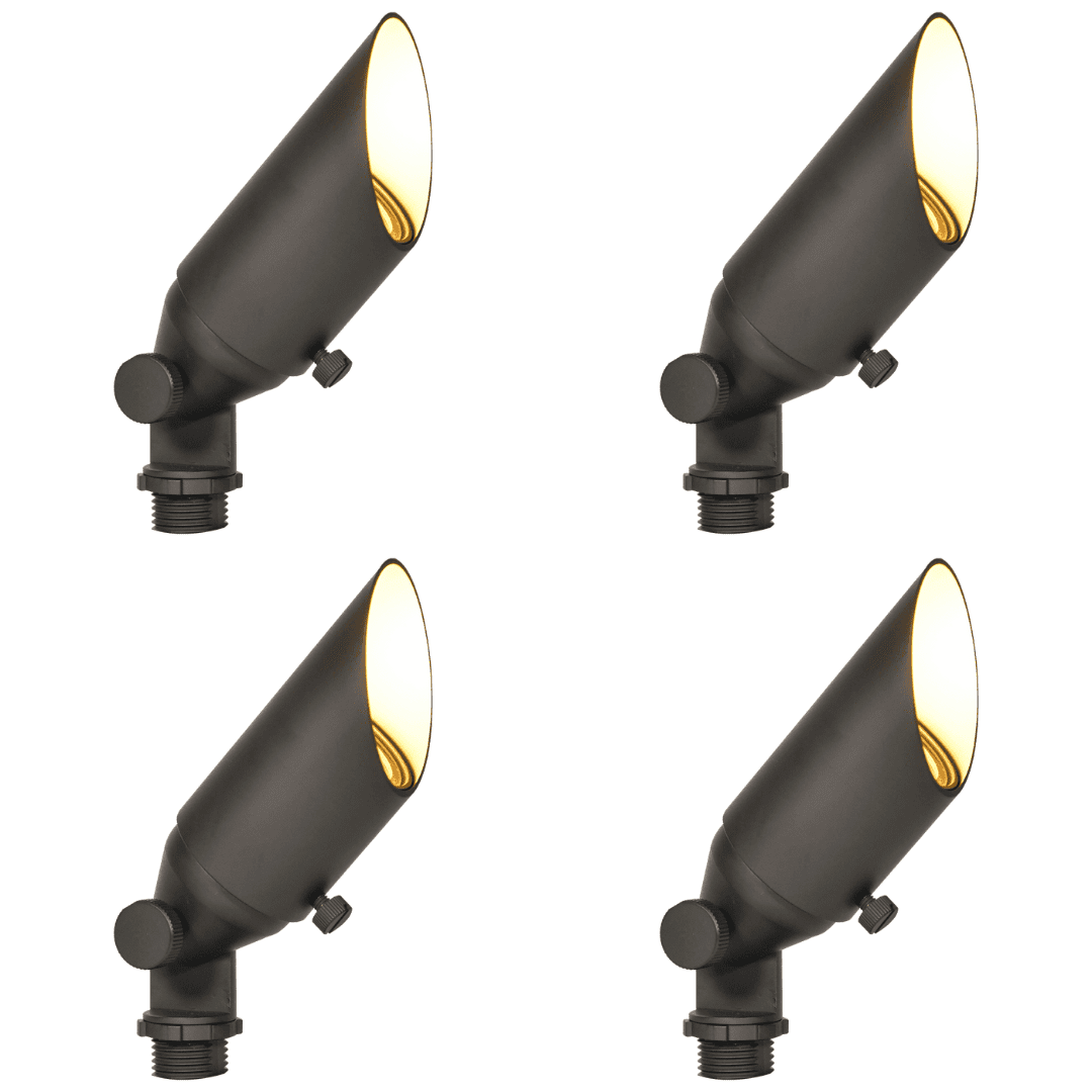 Outdoor Landscape Lighting LED 12V Low Voltage SPB10 4x/8x/12x Package 8W 3000K Warm White Integrated LED Brass Spotlight 12V Low Voltage Small Directional Bullet Light 4 Pack Dark Brass