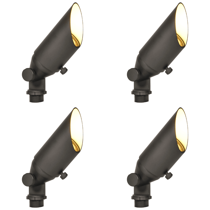 Outdoor Landscape Lighting LED 12V Low Voltage SPB10 4x/8x/12x Package 8W 3000K Warm White Integrated LED Brass Spotlight 12V Low Voltage Small Directional Bullet Light 4 Pack Dark Brass