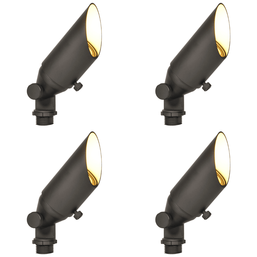 Outdoor Landscape Lighting LED 12V Low Voltage SPB10 4x/8x/12x Package 8W 3000K Warm White Integrated LED Brass Spotlight 12V Low Voltage Small Directional Bullet Light 4 Pack Dark Brass