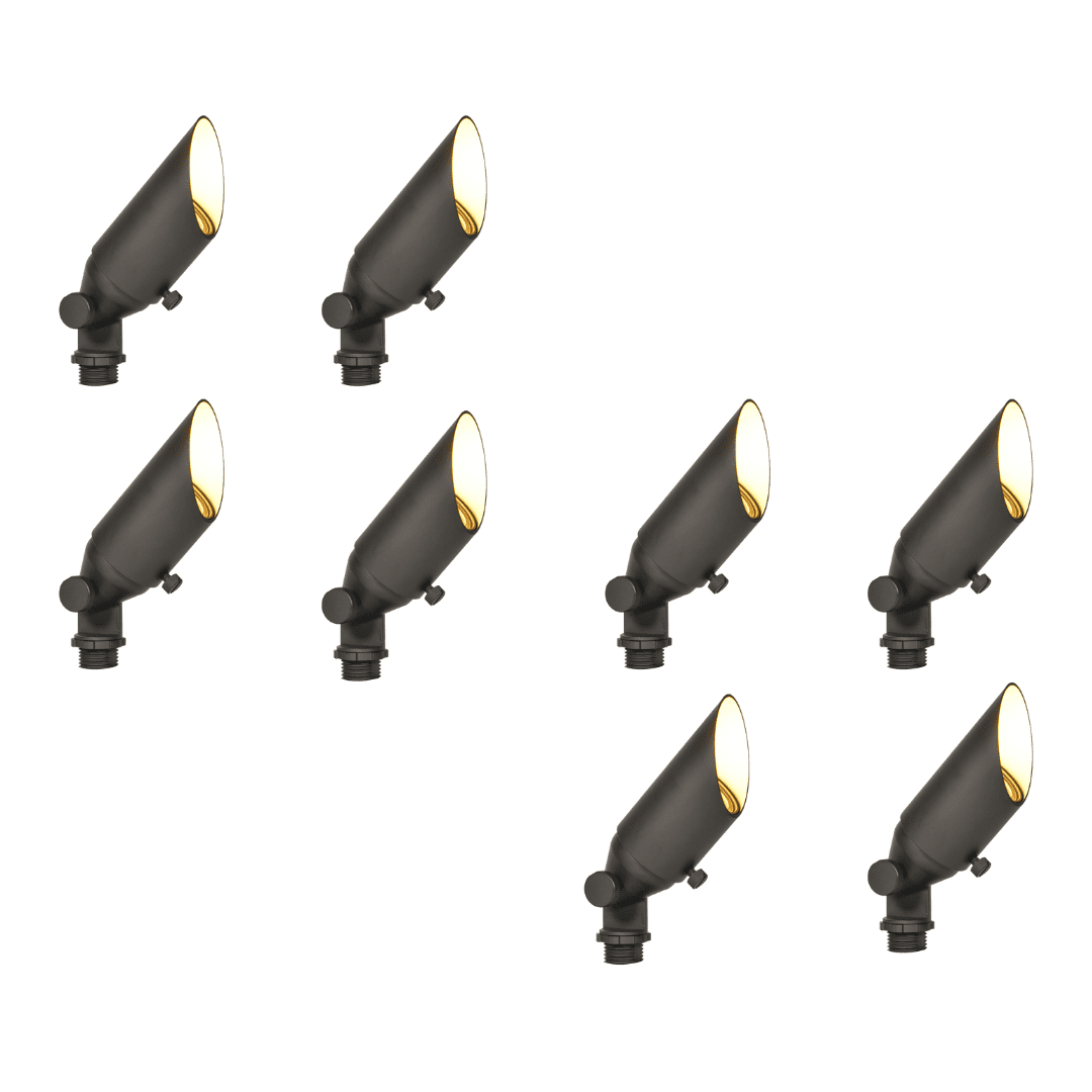Outdoor Landscape Lighting LED 12V Low Voltage SPB10 4x/8x/12x Package 8W 3000K Warm White Integrated LED Brass Spotlight 12V Low Voltage Small Directional Bullet Light