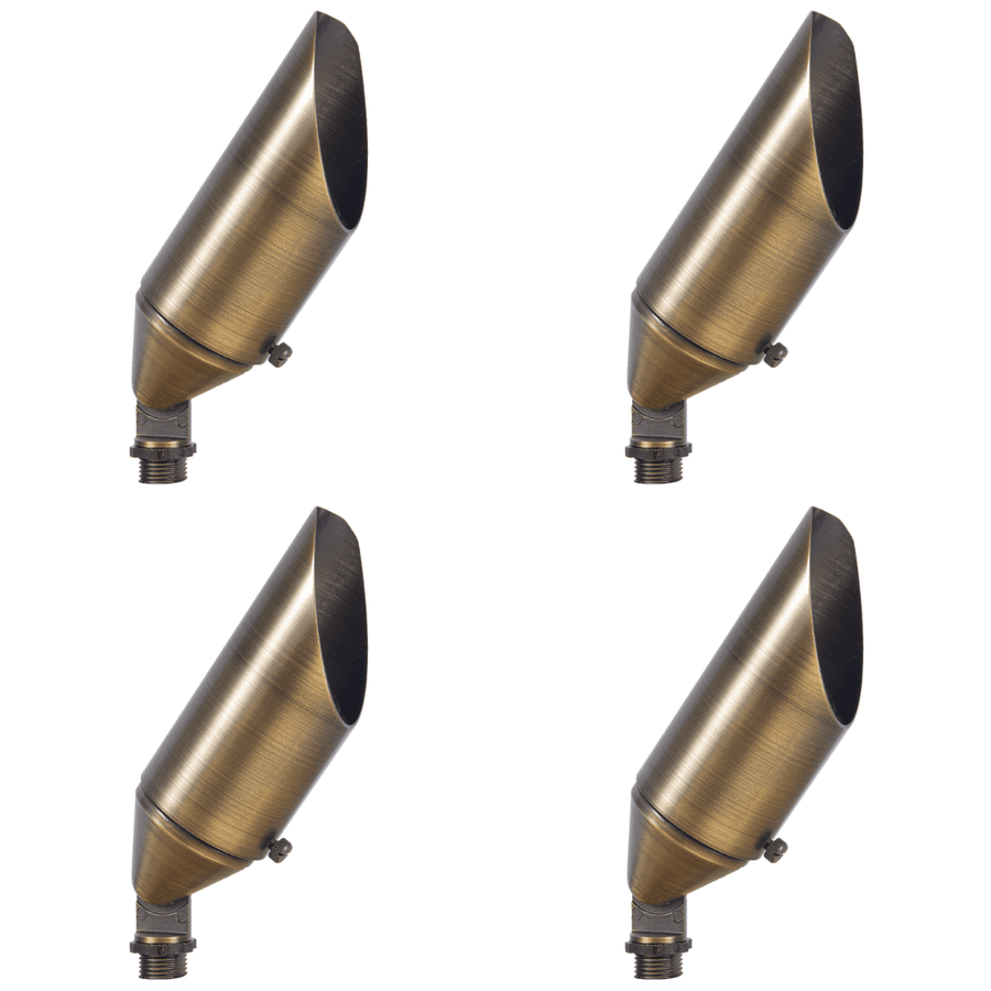 Outdoor Landscape Lighting LED 12V Low Voltage SPB12 4x/8x/12x Package 3W-12W Adjustable Integrated LED 12V Low Voltage Outdoor Landscape Lighting Brass Spotlight 3000K Natural Brass 4 Pack