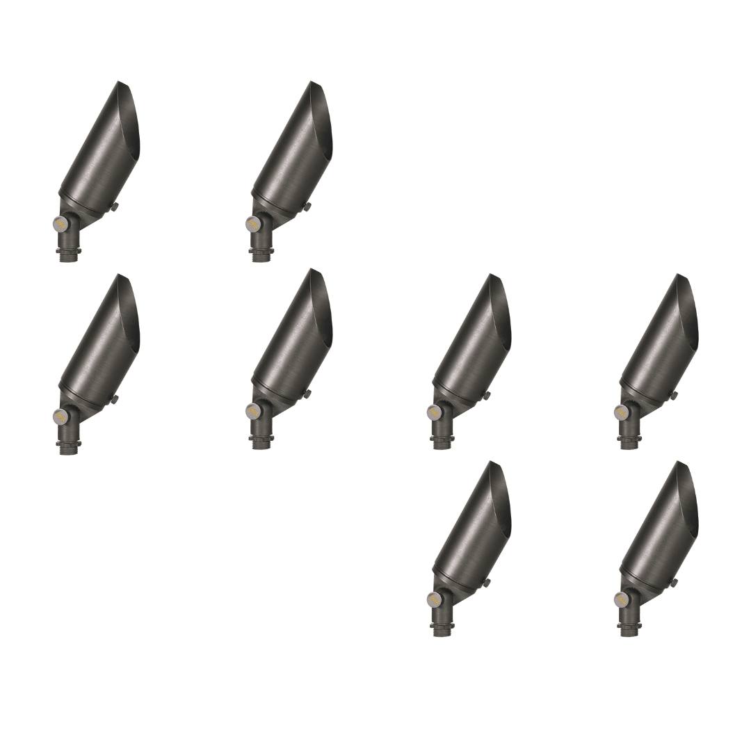 Outdoor Landscape Lighting LED 12V Low Voltage SPB12 4x/8x/12x Package 3W-12W Adjustable Integrated LED 12V Low Voltage Outdoor Landscape Lighting Brass Spotlight 3000K Dark Brass 8 Pack