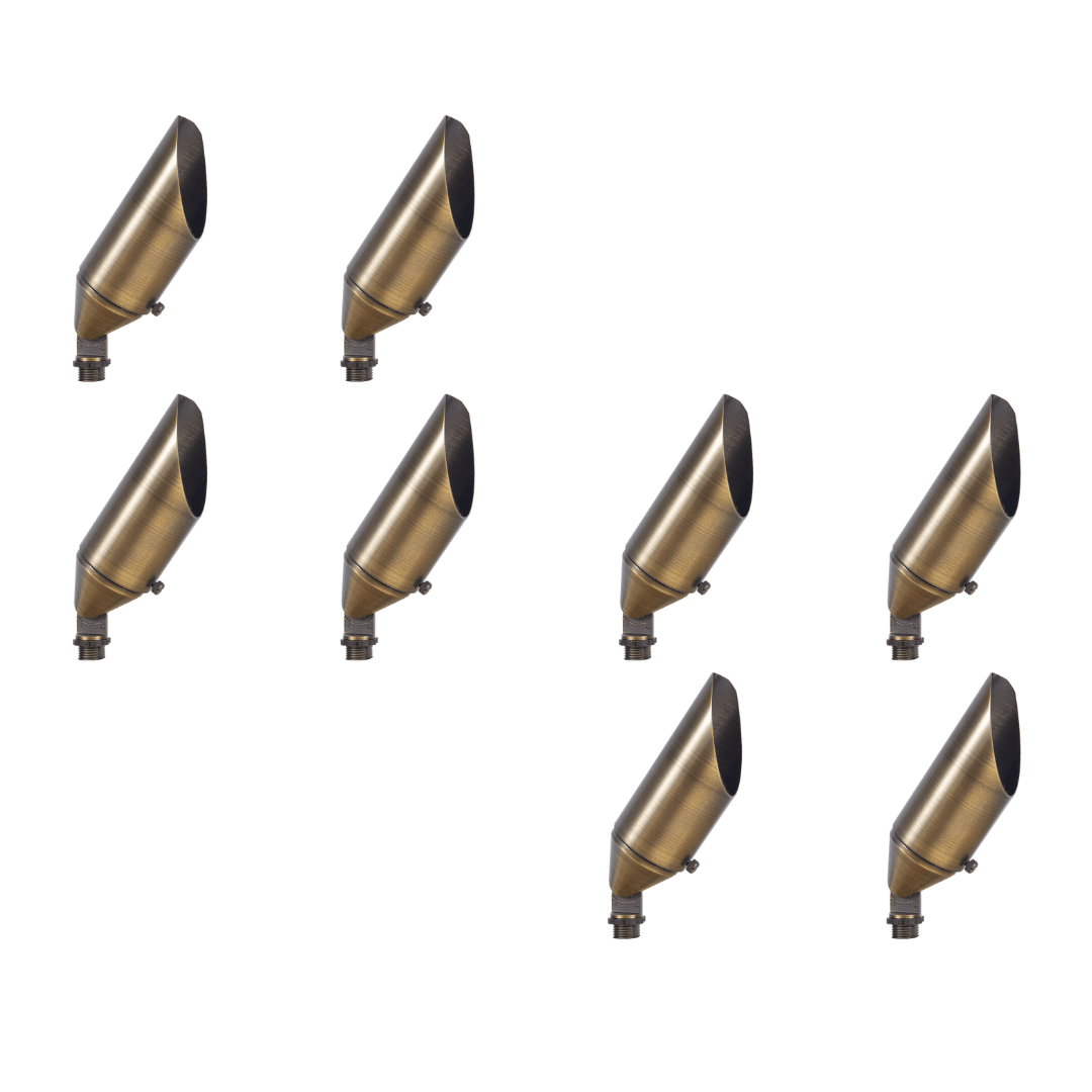 Outdoor Landscape Lighting LED 12V Low Voltage SPB12 4x/8x/12x Package 3W-12W Adjustable Integrated LED 12V Low Voltage Outdoor Landscape Lighting Brass Spotlight 3000K Natural Brass 8 Pack