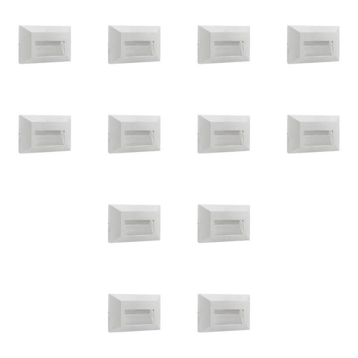 Outdoor Landscape Lighting LED 12V Low Voltage STA03 4x/8x/12x Package 2+2+2W 3CCT 3000K/4000K/5000K 12V Low Voltage Cast Aluminum Rectangular Surface Mount LED Stair Step or Deck Light White 12 Pack