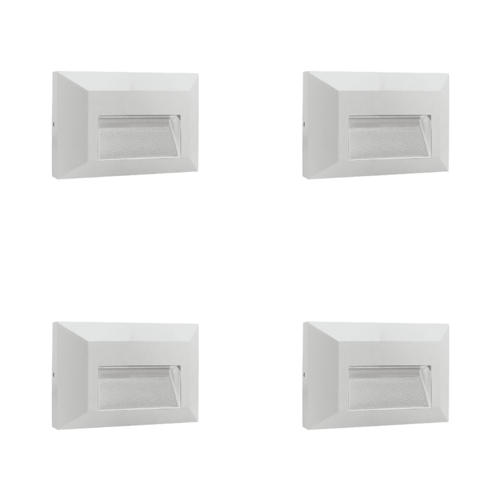 Outdoor Landscape Lighting LED 12V Low Voltage STA03 4x/8x/12x Package 2+2+2W 3CCT 3000K/4000K/5000K 12V Low Voltage Cast Aluminum Rectangular Surface Mount LED Stair Step or Deck Light White 4 Pack