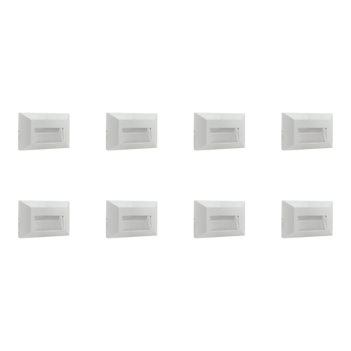 Outdoor Landscape Lighting LED 12V Low Voltage STA03 4x/8x/12x Package 2+2+2W 3CCT 3000K/4000K/5000K 12V Low Voltage Cast Aluminum Rectangular Surface Mount LED Stair Step or Deck Light White 8 Pack