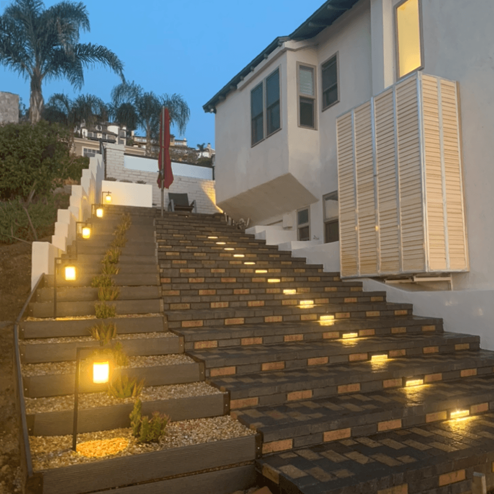 Outdoor Landscape Lighting LED 12V Low Voltage CDPS70 4x/8x/12x Package 3W 3000K Warm White Integrated LED Stainless Steel and Marble Path Light 12V Low Voltage Outdoor Landscape Lighting