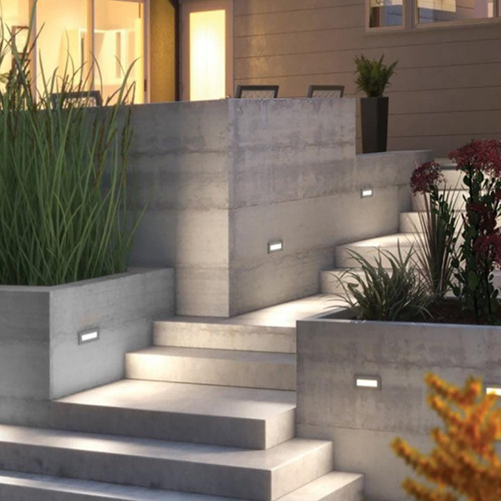 Outdoor Landscape Lighting LED 12V Low Voltage STA04 4x/8x/12x Package 3+3W 3CCT 3000K/4000K/5000K 12V Low Voltage Cast Aluminum Rectangular Surface Mount LED Step or Deck Light