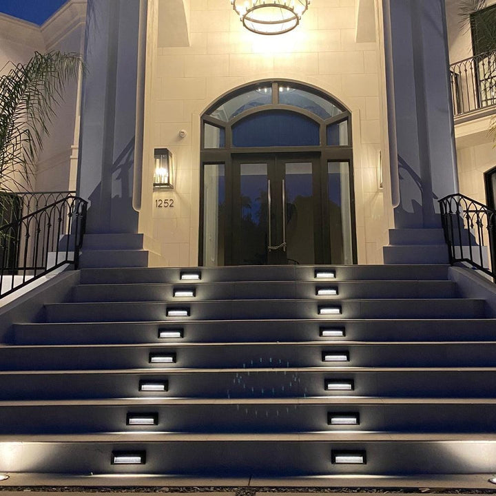 Outdoor Landscape Lighting LED 12V Low Voltage STA04 4x/8x/12x Package 3+3W 3CCT 3000K/4000K/5000K 12V Low Voltage Cast Aluminum Rectangular Surface Mount LED Step or Deck Light