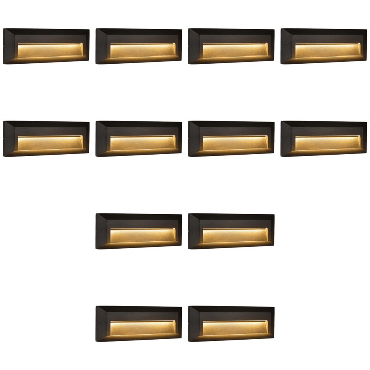 Outdoor Landscape Lighting LED 12V Low Voltage STA04 4x/8x/12x Package 3+3W 3CCT 3000K/4000K/5000K 12V Low Voltage Cast Aluminum Rectangular Surface Mount LED Step or Deck Light Black 12 Pack