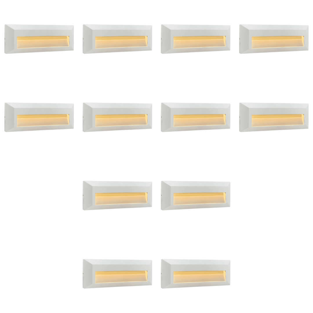Outdoor Landscape Lighting LED 12V Low Voltage STA04 4x/8x/12x Package 3+3W 3CCT 3000K/4000K/5000K 12V Low Voltage Cast Aluminum Rectangular Surface Mount LED Step or Deck Light White 12 Pack