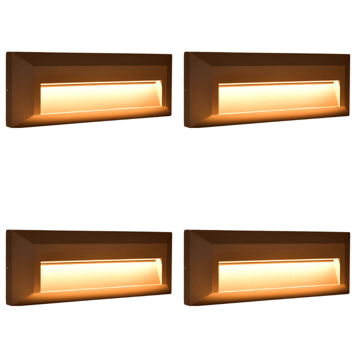 Outdoor Landscape Lighting LED 12V Low Voltage STA04 4x/8x/12x Package 3+3W 3CCT 3000K/4000K/5000K 12V Low Voltage Cast Aluminum Rectangular Surface Mount LED Step or Deck Light Brown 4 Pack