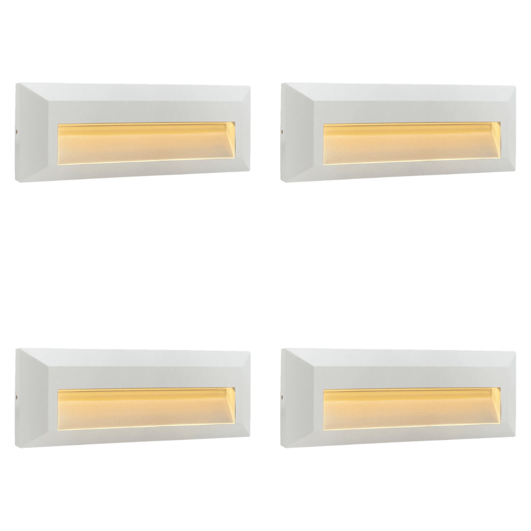 Outdoor Landscape Lighting LED 12V Low Voltage STA04 4x/8x/12x Package 3+3W 3CCT 3000K/4000K/5000K 12V Low Voltage Cast Aluminum Rectangular Surface Mount LED Step or Deck Light White 4 Pack