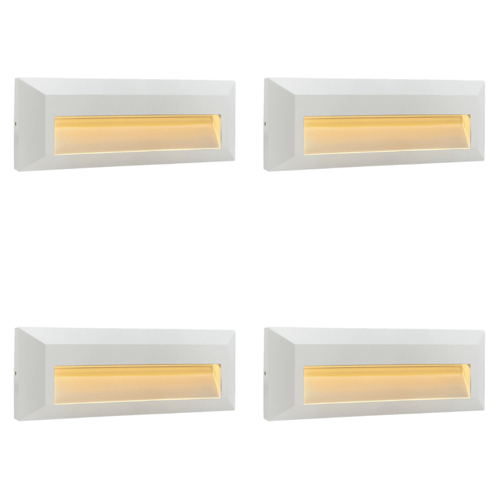 Outdoor Landscape Lighting LED 12V Low Voltage STA04 4x/8x/12x Package 3+3W 3CCT 3000K/4000K/5000K 12V Low Voltage Cast Aluminum Rectangular Surface Mount LED Step or Deck Light White 4 Pack