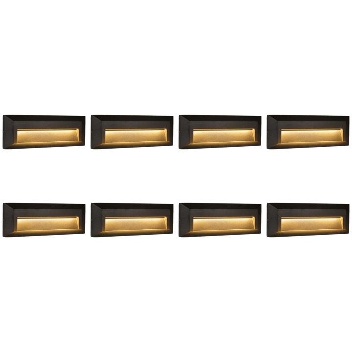 Outdoor Landscape Lighting LED 12V Low Voltage STA04 4x/8x/12x Package 3+3W 3CCT 3000K/4000K/5000K 12V Low Voltage Cast Aluminum Rectangular Surface Mount LED Step or Deck Light Black 8 Pack