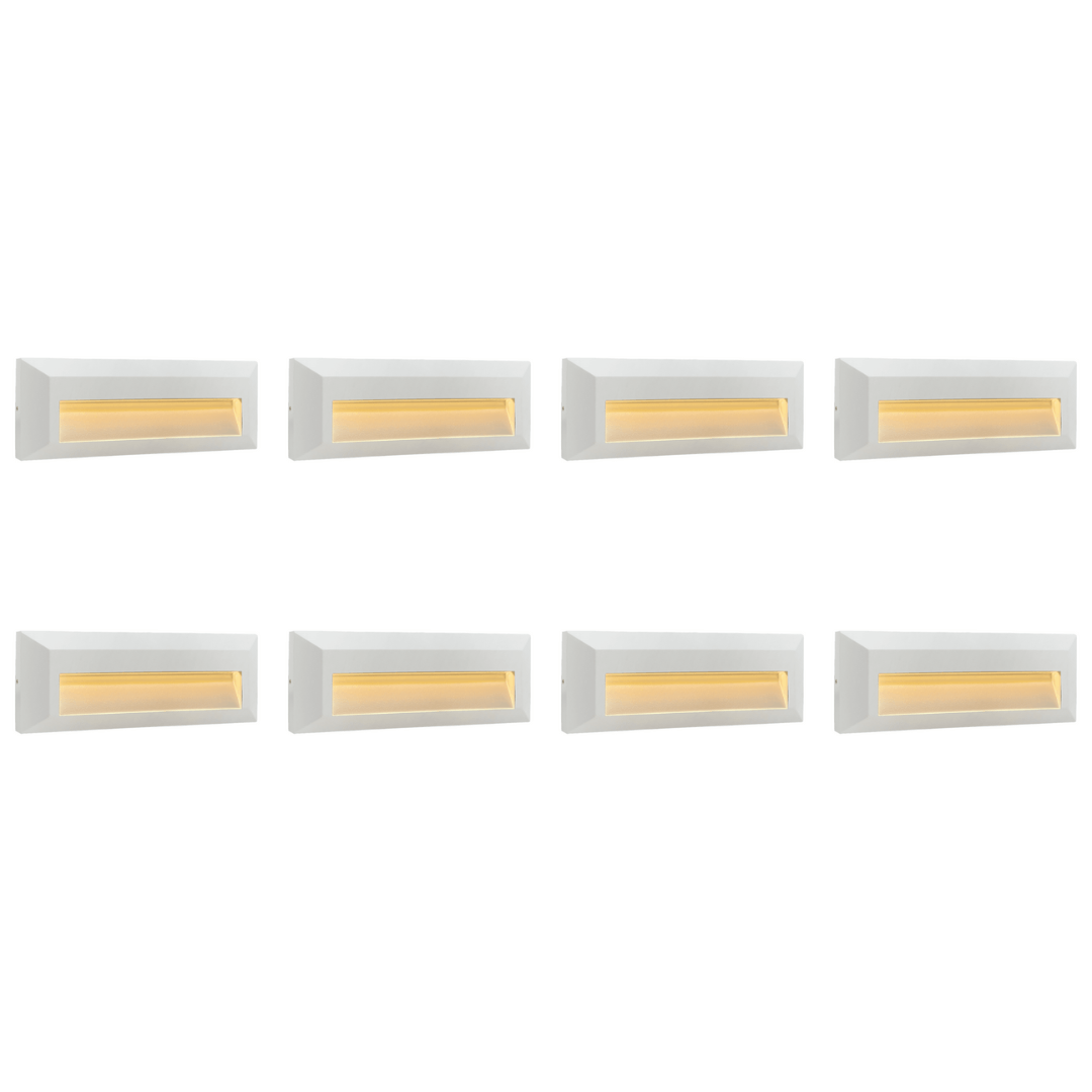 Outdoor Landscape Lighting LED 12V Low Voltage STA04 4x/8x/12x Package 3+3W 3CCT 3000K/4000K/5000K 12V Low Voltage Cast Aluminum Rectangular Surface Mount LED Step or Deck Light White 8 Pack