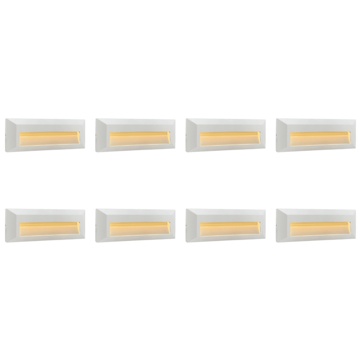 Outdoor Landscape Lighting LED 12V Low Voltage STA04 4x/8x/12x Package 3+3W 3CCT 3000K/4000K/5000K 12V Low Voltage Cast Aluminum Rectangular Surface Mount LED Step or Deck Light White 8 Pack