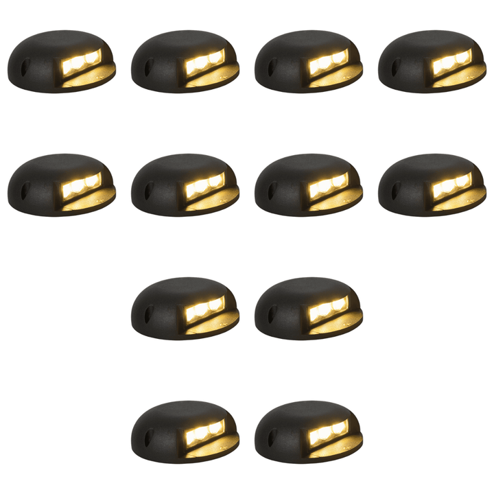 Outdoor Landscape Lighting LED 12V Low Voltage STA05 4x/8x/12x Package 3W 12V Low Voltage Cast Aluminum Round Surface Mount LED Step or Deck Light 12 Pack