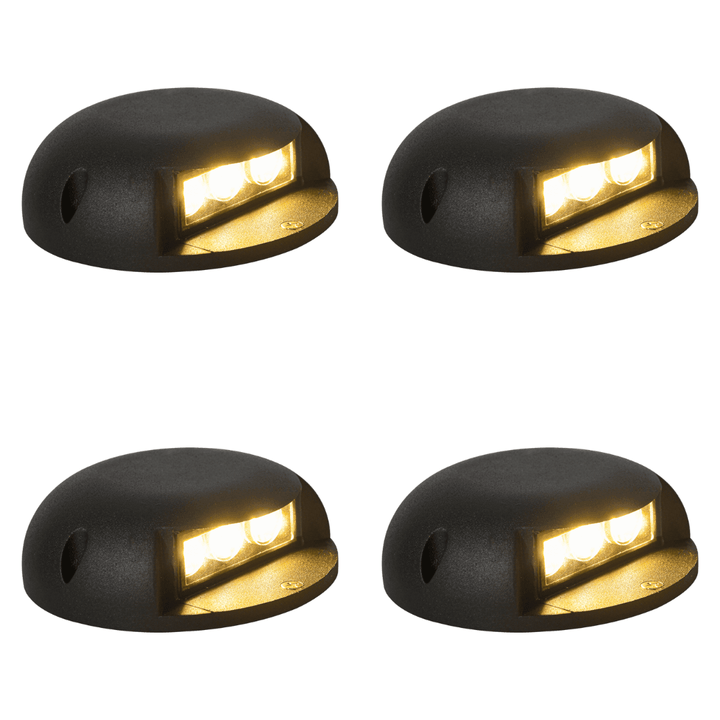 Outdoor Landscape Lighting LED 12V Low Voltage STA05 4x/8x/12x Package 3W 12V Low Voltage Cast Aluminum Round Surface Mount LED Step or Deck Light 4 Pack