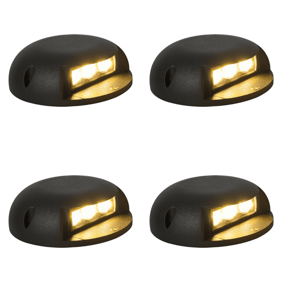 Outdoor Landscape Lighting LED 12V Low Voltage STA05 4x/8x/12x Package 3W 12V Low Voltage Cast Aluminum Round Surface Mount LED Step or Deck Light 4 Pack
