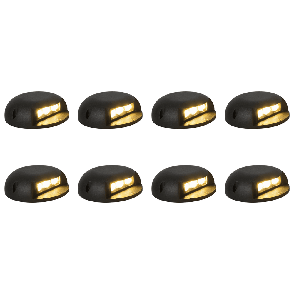 Outdoor Landscape Lighting LED 12V Low Voltage STA05 4x/8x/12x Package 3W 12V Low Voltage Cast Aluminum Round Surface Mount LED Step or Deck Light 8 Pack