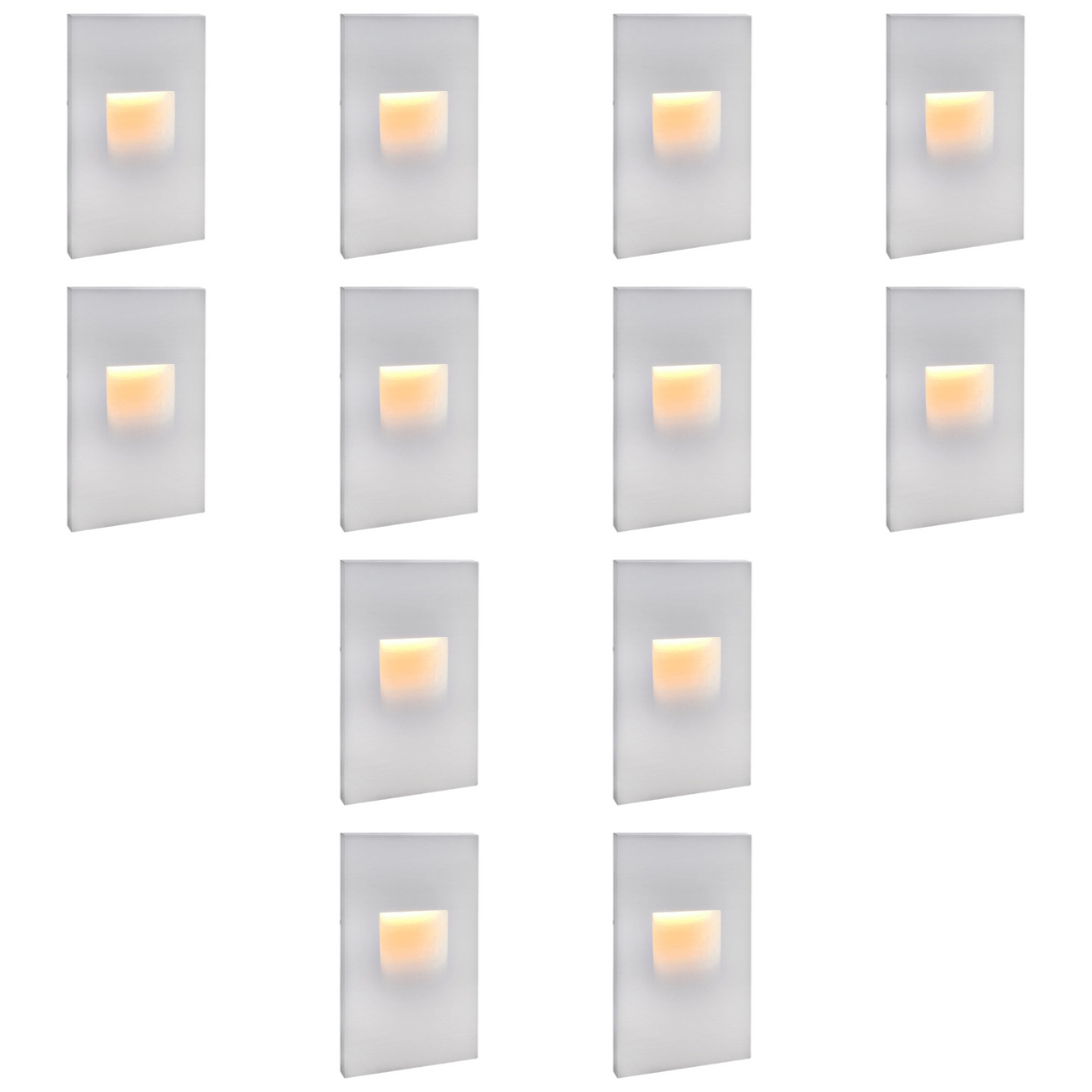 Outdoor Landscape Lighting LED 12V Low Voltage STA06 4x/8x/12x Package 3.5W 12V Low Voltage 3000K Warm White Integrated Rectangular Waterproof Vertical LED Aluminum Stair Step Light Wall Lighting Fixture White 12 Pack