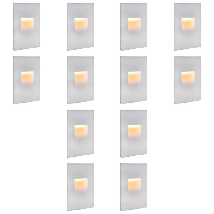 Outdoor Landscape Lighting LED 12V Low Voltage STA06 4x/8x/12x Package 3.5W 12V Low Voltage 3000K Warm White Integrated Rectangular Waterproof Vertical LED Aluminum Stair Step Light Wall Lighting Fixture White 12 Pack