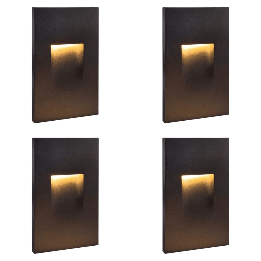 Outdoor Landscape Lighting LED 12V Low Voltage STA06 4x/8x/12x Package 3.5W 12V Low Voltage 3000K Warm White Integrated Rectangular Waterproof Vertical LED Aluminum Stair Step Light Wall Lighting Fixture Dark Bronze 4 Pack